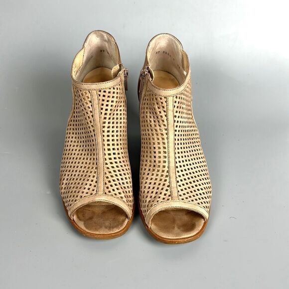 PAUL GREEN Tianna Suede Beige Open Toe Chunky Heeled Ankle Sandal Bootie US 7,5 - Picture 4 of 15